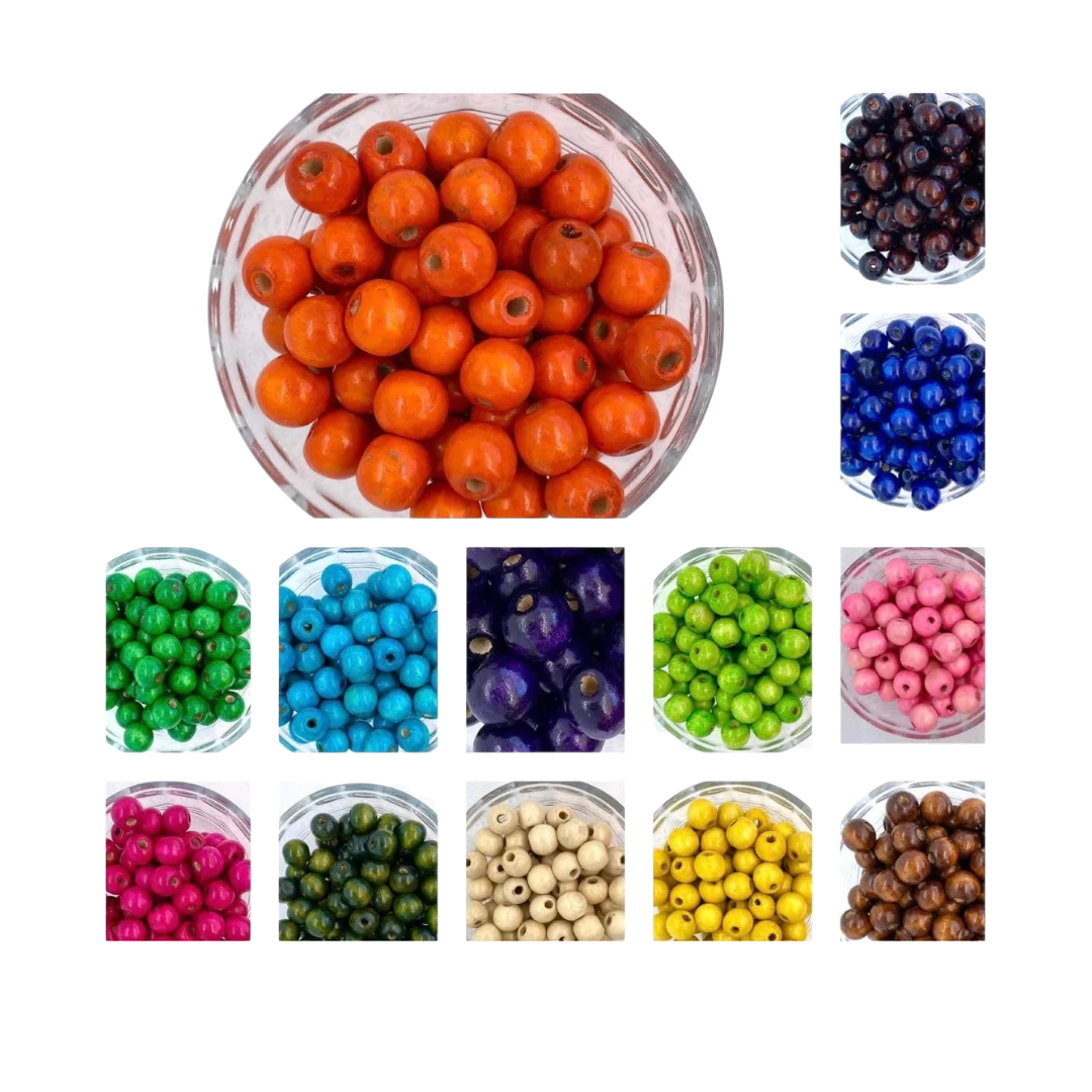 Cuentas de madera de 14 mm -50 gramos-