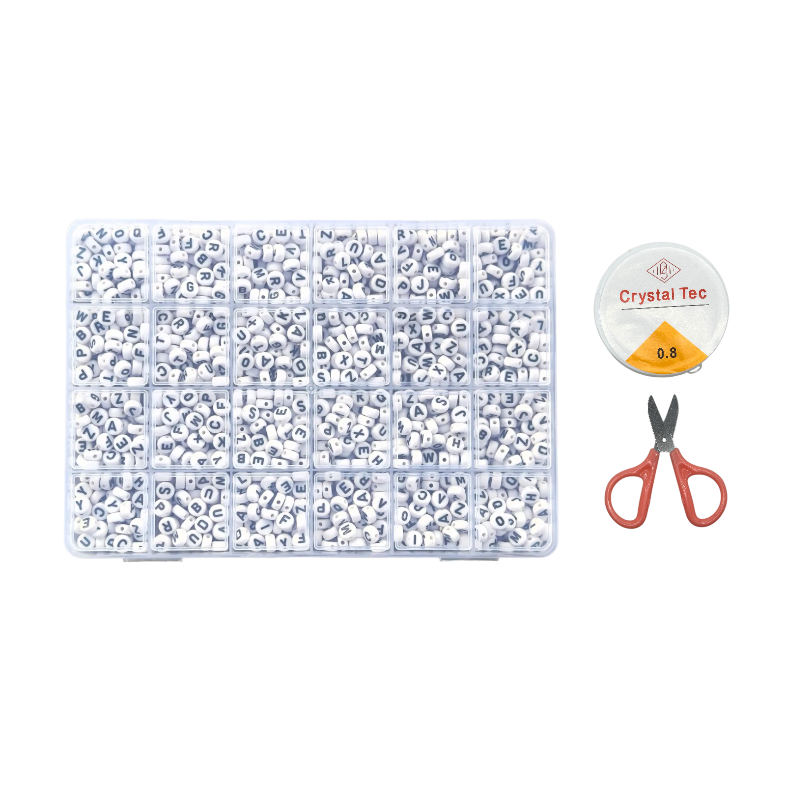 1000 cuentas aprox con hilo y tijera