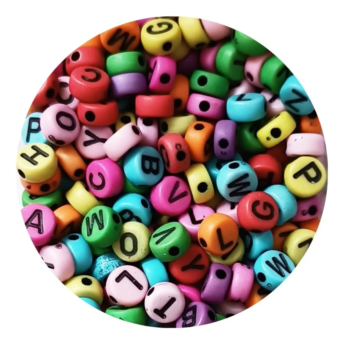 Cuentas Multicolor Con Letra Negra - 50 gramos