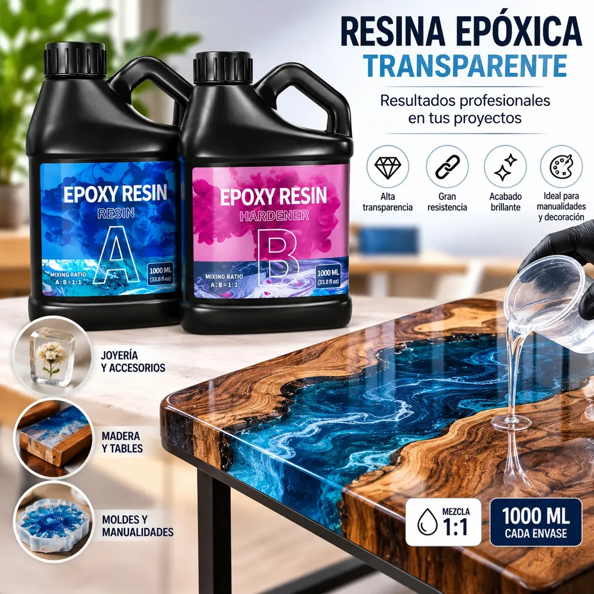 Resina Epóxica Transparente - 2 Litros - Imagen 2